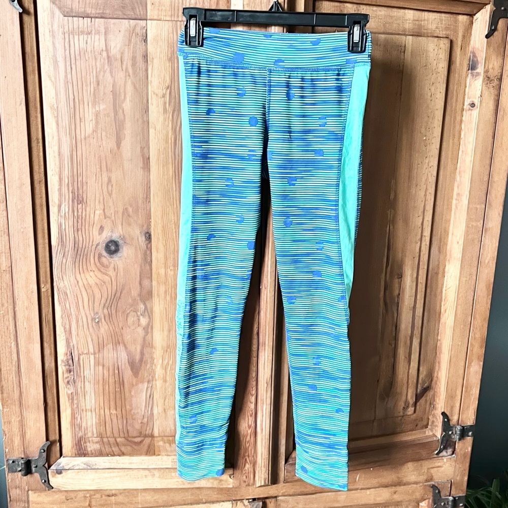 Champion Girls Blue Green Ruched Active Leggings Size Large 10/12